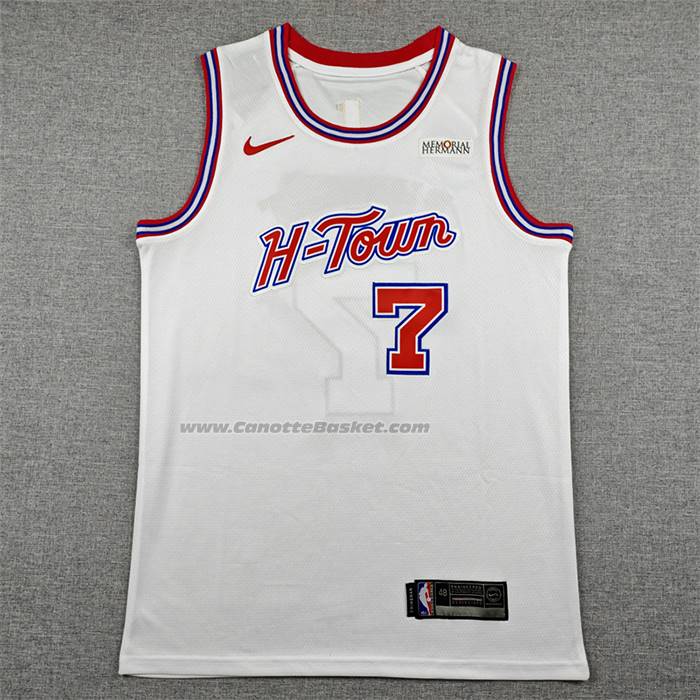 Maglia Houston Rockets Cam Whitmore No 7 Citta 2025-26 Bianco